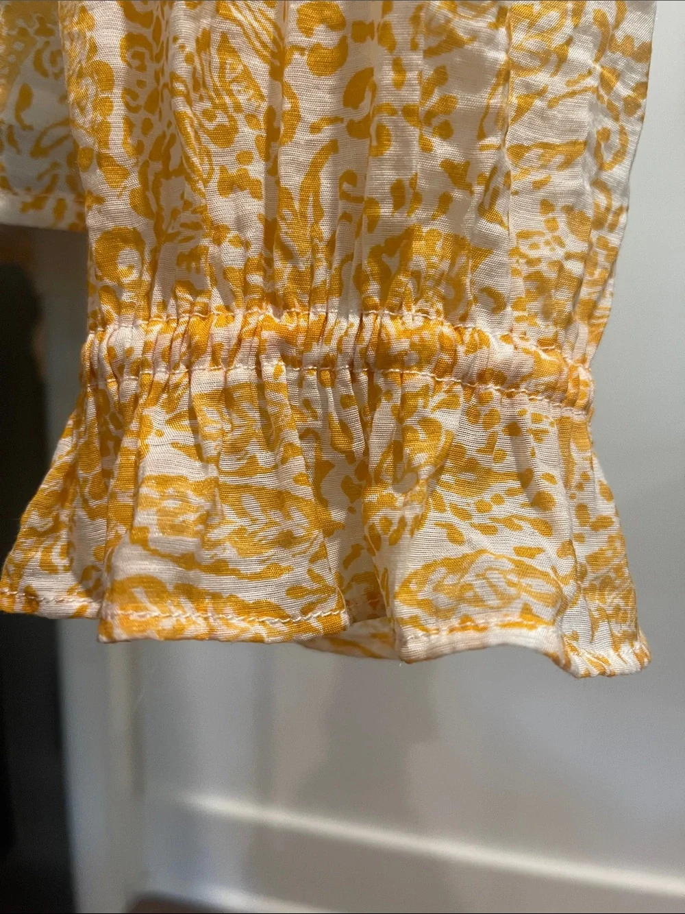 J.Crew Paisley Ruffle Long Sleeve Blouse Size M